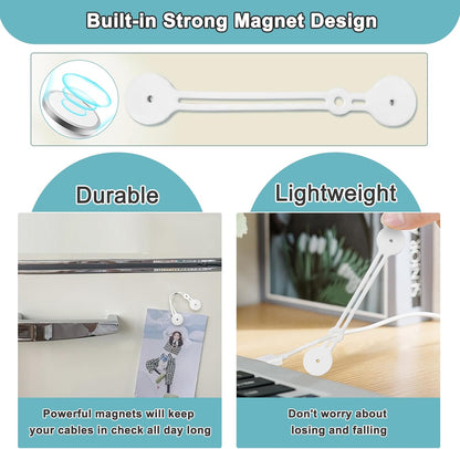 Magnetic Cable Ties 10 Pack, Silicone Cable Ties Charging Cord Organizer Travel Cable Management Straps Headphone Cord Wrap Reusable & Sturdy Cable Winder