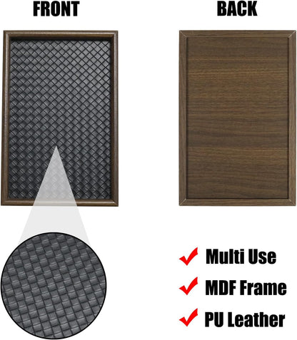 Wooden Valet Tray with Leather Base, EDC Catch All Tray Nightstand Entryway Table Vanity Organizer 11.8x7.9, Black