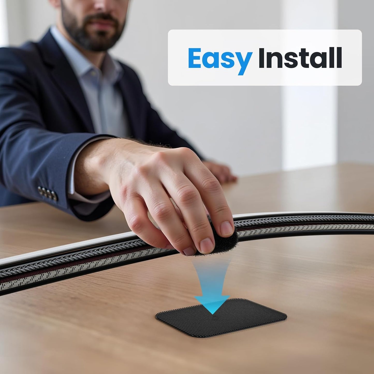 Cable Management Under Desk, 【Up to 15 Cord】【Enhanced Wire Holder】 Cord Organizer, Adjustable Hook and Loop Cable Ties, Home Office Essentials, Cable Hider Clips Under Table, 20 Pair
