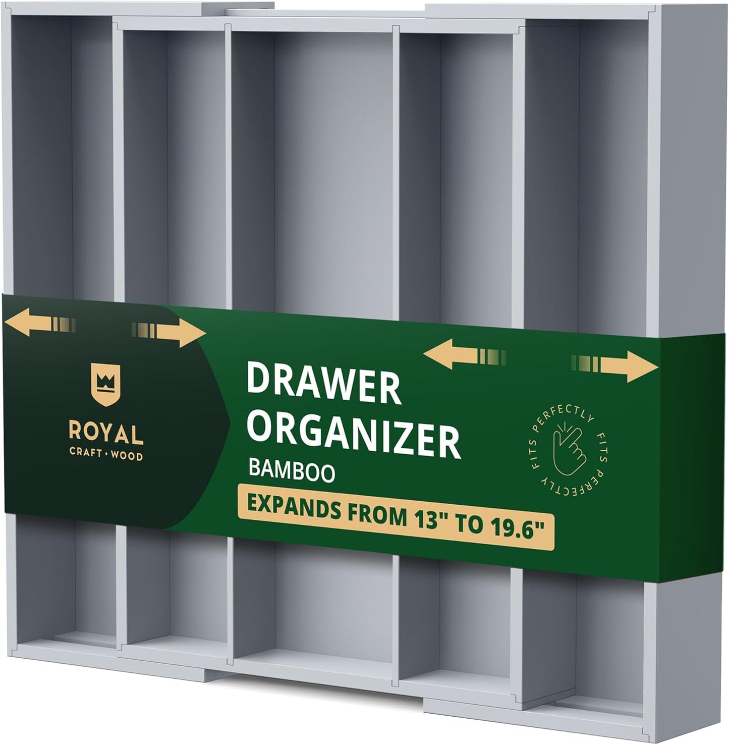 ROYAL CRAFT WOOD Luxury Bamboo Kitchen Drawer Organizer - Silverware Organizer, Utensil Holder & Cutlery Tray Drawer Dividers for Flatware (9 Slot, Natural)