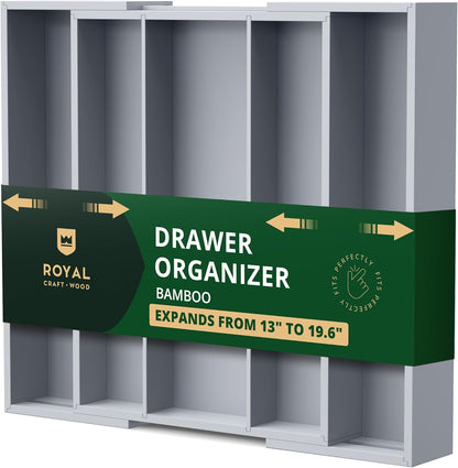 ROYAL CRAFT WOOD Luxury Bamboo Kitchen Drawer Organizer - Silverware Organizer, Utensil Holder & Cutlery Tray Drawer Dividers for Flatware (9 Slot, Natural)