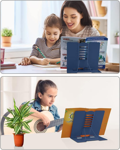 MSDADA Desk Book Stand Metal Reading Rest Book Holder Adjustable Cookbook Documents Holder for Recipes Textbooks Tablet Music Books, Mom Gifts, Gifts for Grandma Mom Mothers Day(Light Purple)