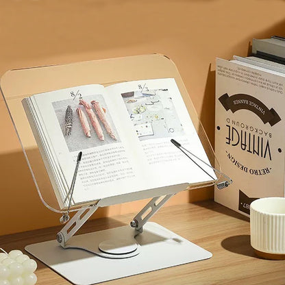 Book Stand for Reading Hands Free,Desk Book Stand Reading Rest Book Holder Adjustable Cookbook Documents Holder Textbooks Music Books，Acrylic