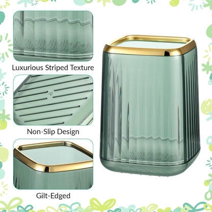 Pen Holder for Desk, Cute Pen Holder Clear Makeup Brush Holder Pencil Organizer Pencil Cup Desk Accessories for Bathroom Countertop Office Home Supplies School (Green)