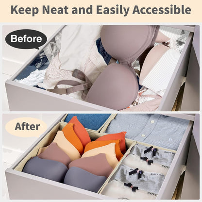 Criusia Drawer Organizer Clothes, 8 Pack Underwear Organizer, Foldable Closet Organizers and Storage Dresser Dividers for Clothes, Socks, Scarves, Ties (Gray)