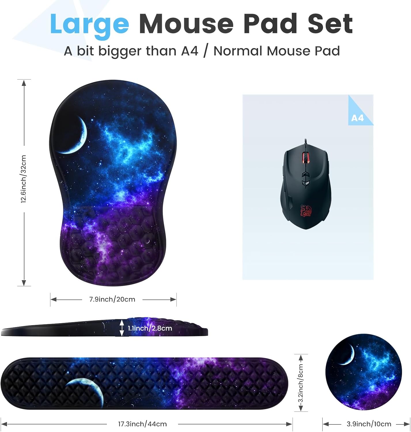 HAOCOO Keyboard Wrist Rest, Ergonomic Mouse Pad with Wrist Rest, 3 in 1 Keyboard and Mouse pad with Coaster Set, Memory Foam Wrist Support, Non-Slip PU Base for Home Office, Rose Gold Pink