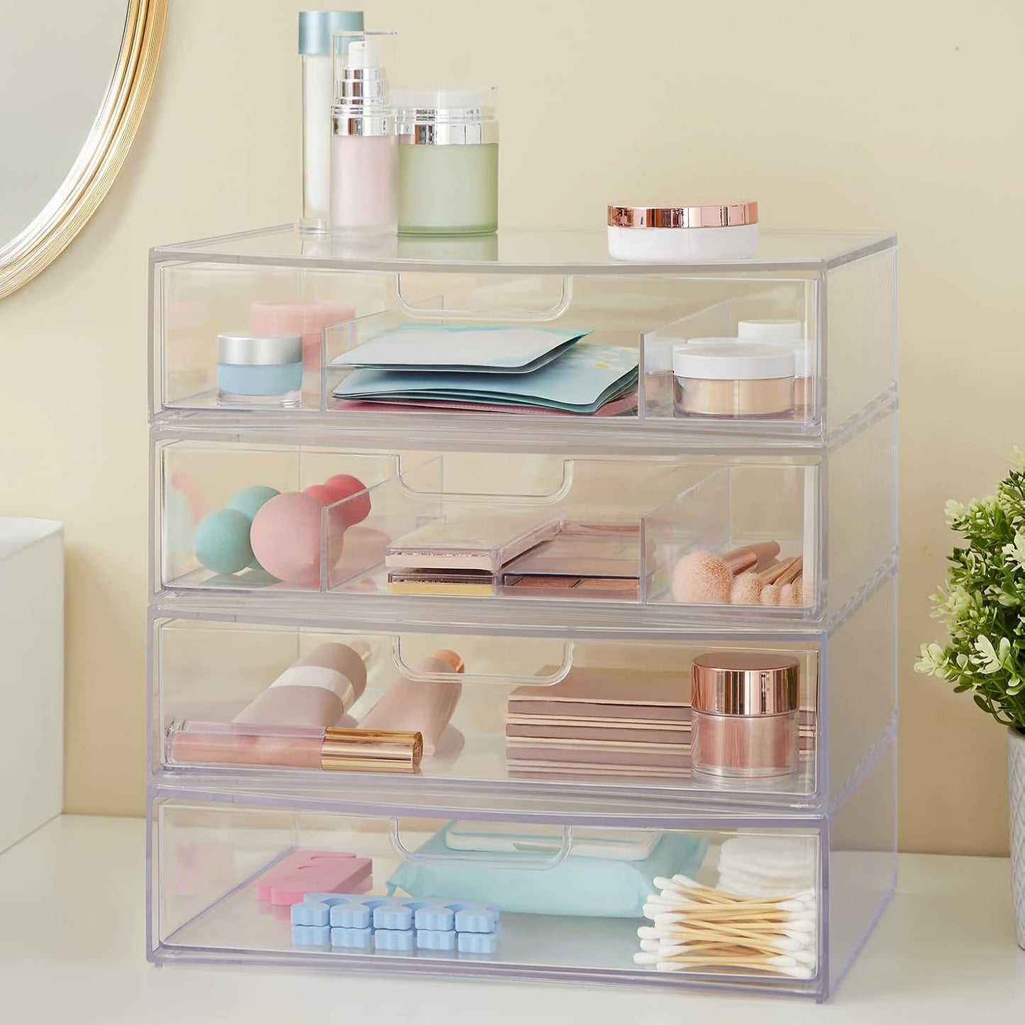 STORi STAX Plastic Stackable Organizer Drawers (Set of 2) Clear | 12.5" Wide | Set Includes Two Open Drawer | Organize Office Desk Accessories & Sort Paper | Made in USA