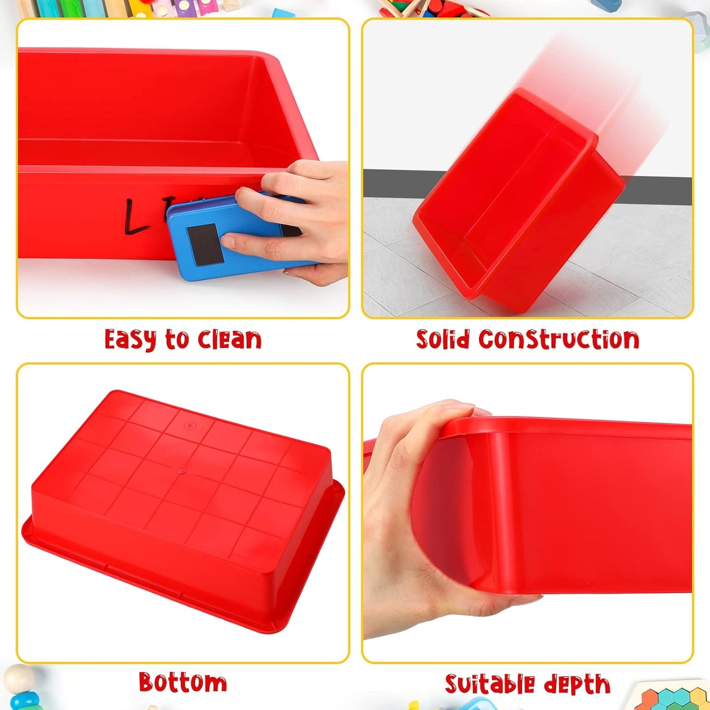 Hoteam 10 Pcs Flat Storage Organizer Tray Bin Paper Tray for Classroom Plastic Stackable File Organizer for School Office Teacher Book Organization(Clear,13.78 x 9.84 x 3.15 Inch)