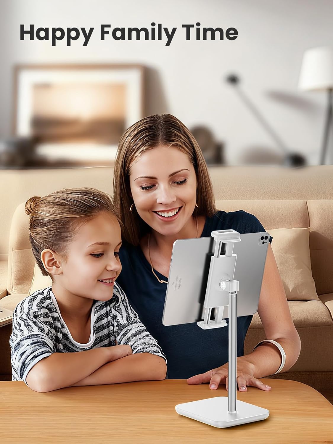 tounee Height Adjustable Tablet Stand, 3.5lb (1.6kg) Max Support, Up to 18" Tall, Slim Portable Monitors Stand Compatible with iPad Pro 12.9, Surface Pro, All 4.7"-15.6" Devices - Black