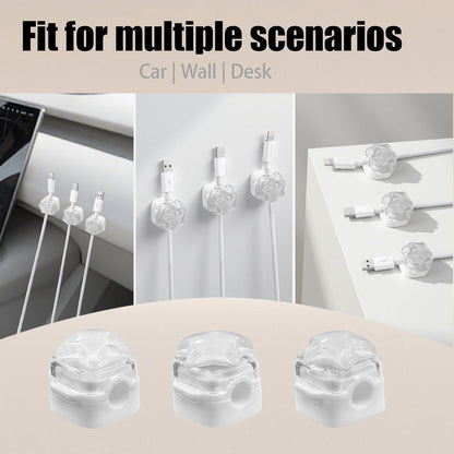 9Pack Magnetic Cable Clips for Nightstand, Adhesive Night-Glowing Cord Holder Organizer for Office Home Desk Wall Car (Star Cat Strawberry)