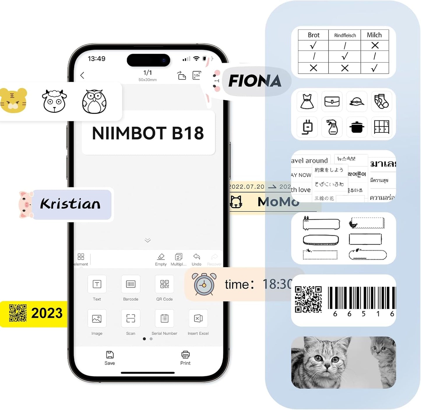 NIIMBOT Thermal Transfer Cable Labels 0.49" x 4.29", Only for N1(B18) Label Maker, PET Material, Waterproof and High-Temperature Resistance, Long Storage Time, 1 Roll of 60, Yellow