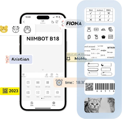 NIIMBOT Thermal Transfer Cable Labels 0.49" x 4.29", Only for N1(B18) Label Maker, PET Material, Waterproof and High-Temperature Resistance, Long Storage Time, 1 Roll of 60, Yellow