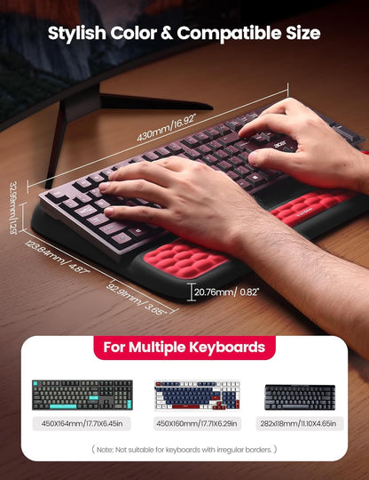 Vaydeer Wrist Rest with Keyboard Stand, Computer Wrist Support Pad, Ergonomic Keyboard Riser Holder Lift Tray with Wrist Pad, Soft Memory Foam Desk Cushion, Palm Hand Typing for Office Home Gift-Blue
