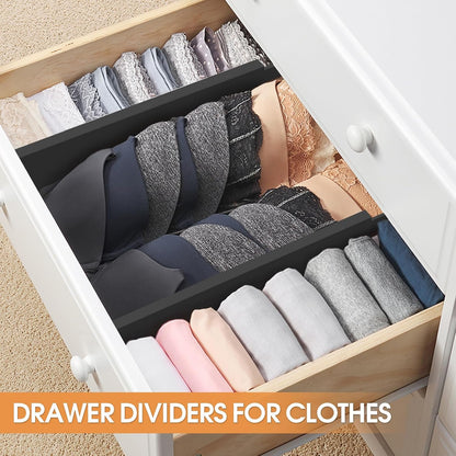 Bamboo Drawer Dividers,17-22" Adjustable Kitchen Drawer Organizer for Clothes,4 Pack Expandable Drawer Organization Separators for Bedroom,Bathroom,Dresser and Office,Natural