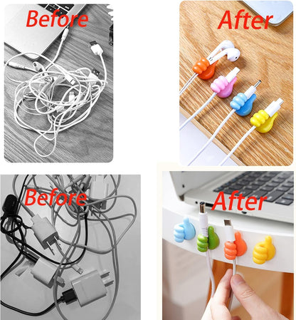 50Pcs Creative Silicone Thumb Up Wall Hook, Self Adhesive Cable Clips, Funny Cord Holders for Cables, Wall Decoration Hook Home/Office Data Cable Clip Wire Desk Organizer