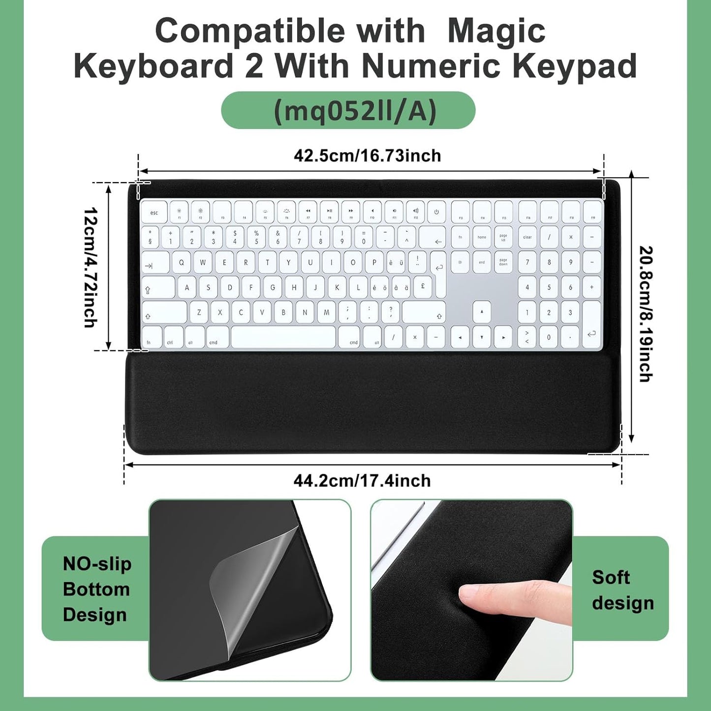 Weewooday Keyboard Wrist Rest for Pad Wrist Rest Stand Compatible with Wireless Keyboard with Numeric Keypad for Easy Typing(Compatible with Magic Trackpad 2, MJ2R2LL/A, A1535)