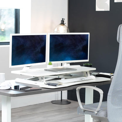 VIVO 26 inch Desk Converter, K Series, Height Adjustable Sit to Stand Riser, Dual Monitor and Laptop Workstation with Keyboard Tray, Black, DESK-V026KB