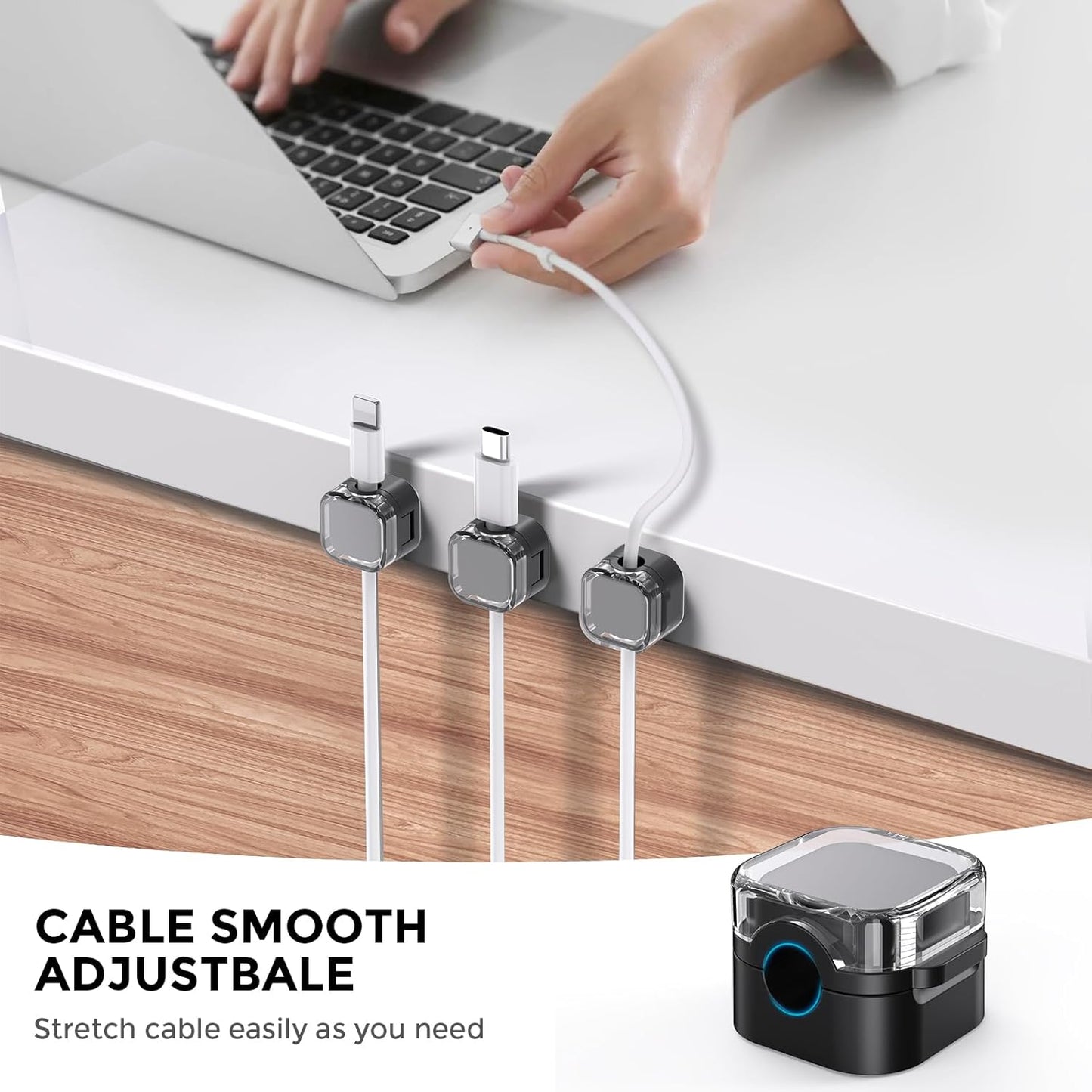 AhaStyle 6 Pack Magnetic Cable Organizer [1s Lock] Cord Holders Clips Strong Adhesive Cord Keeper [Smooth Adjustable] Hide Wire Cord Organizer for Nightstand Kitchen Car Office (Lavender)