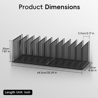 File Organizer for Desk, 5-Section Vertical File Sorter, Paper Holder Organizer Standing Metal File Folder for Office Home Classroom, Black