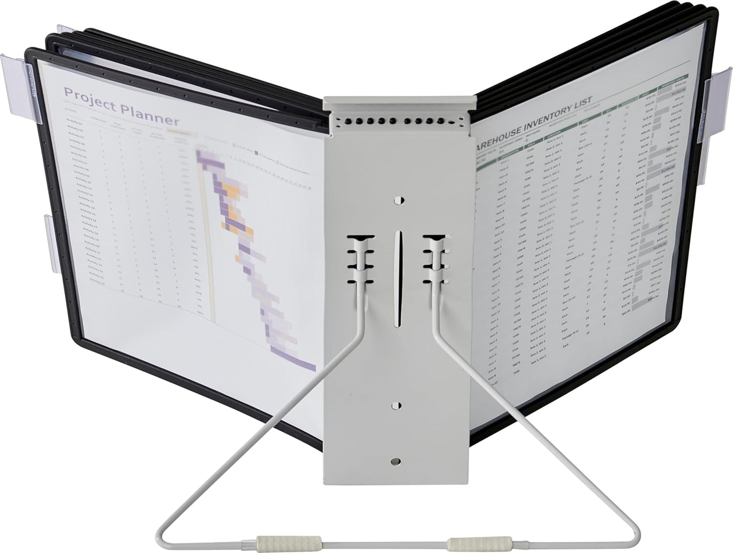 Durable Instaview20 Pocket Expandable Desktop Reference System - Letter Size 10 Double-Sided Panels - Black Color Borders