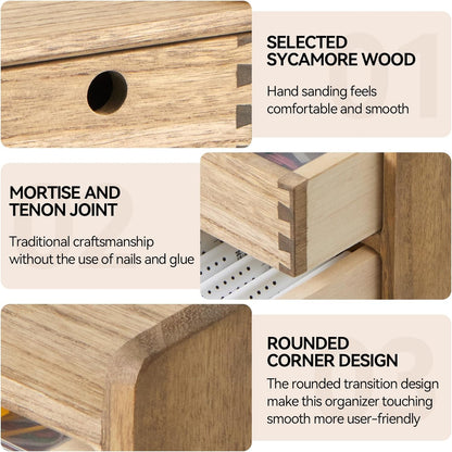 KIRIGEN Wooden Desktop Organizer Paper Storage Letter Tray File Sorter - Desk Rack Magazine File Dividers Holders for Home Office Accessories Wood Desk Cabinet with 3 Layer Trays Natural(3KWJG-NA)