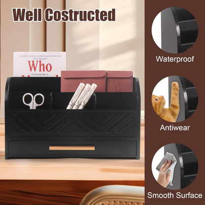 Mail Organizer Countertop Kitchen-White Mail Holder Countertop Drawers Wood Desk Drawer Tabletop Storage Organization Pen Holder Letter Sorter Makeup Organizer for School Home Office Supplies