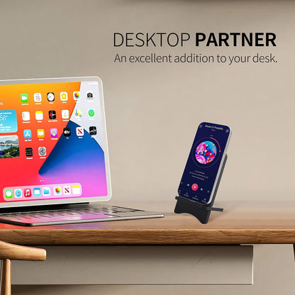 LUCKY BEAN Wood Phone Stand, Desktop Wooden Phone Holder, Portable Phone Stand for Desk, Compatible with iPhone & All Cell Phones (Walnut Wood)