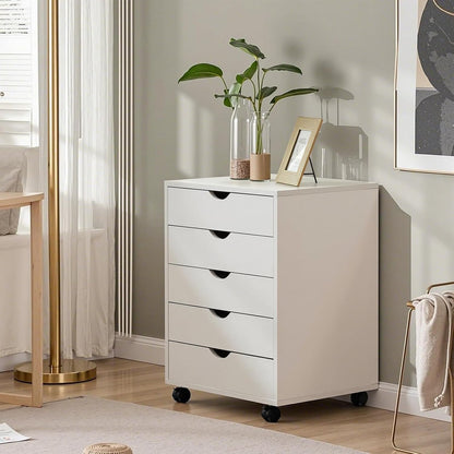 OLIXIS 7 Drawer Mobile File Cabinet Under Desk Storage Organization with Wheels Vertical Filing Chest Rolling Wood Small Desk Printer Stand for Home Office, 15.75"D x 18.74"W x 34.25"H, Black