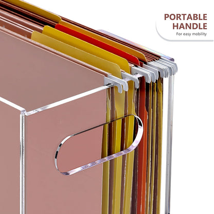 DINGHUO Hanging File Organizer, Acrylic File Holder with Handles, No Assembly Required, Clear File Crate Storage Box for Desk Office, Fits Standard Letter Size 8.5"x11" Folders