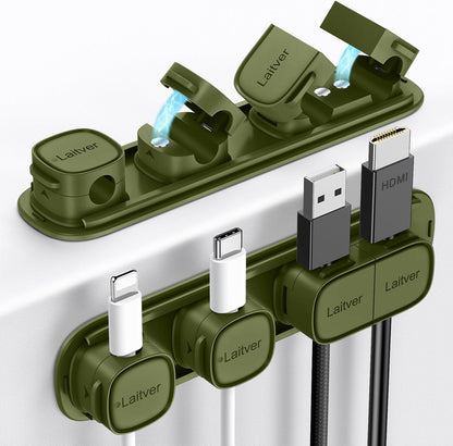 6 Pack Magnetic Cable Clips [1s Open/Lock], Laitver Cord Organizer Holder Strong Adhesive Desk Cable Management- Organize Charging Cords Neatly for Home, Office, Car,Desk, Nightstand