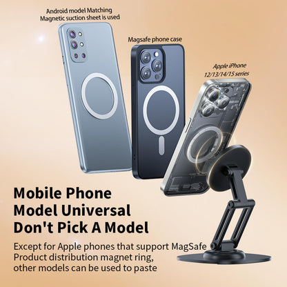 Magnetic Phone Stand for Desk 360 Rotating Adjustable Foldable Aluminum for MagSafe Cell Phone Stand Holder with Non-Slip Base Desk Stand for iPhone 17 16 Pro Max/15/14/13/12 Plus Air (White)
