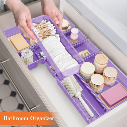 SpaceHacks 25 PCS Plastic Drawer Organizer Set, 4-Size Versatile Organizer Tool Trays & storage Bins for Makeup, Jewelry, and Gadgets in Bathroom, Bedroom and Office,Clear Black