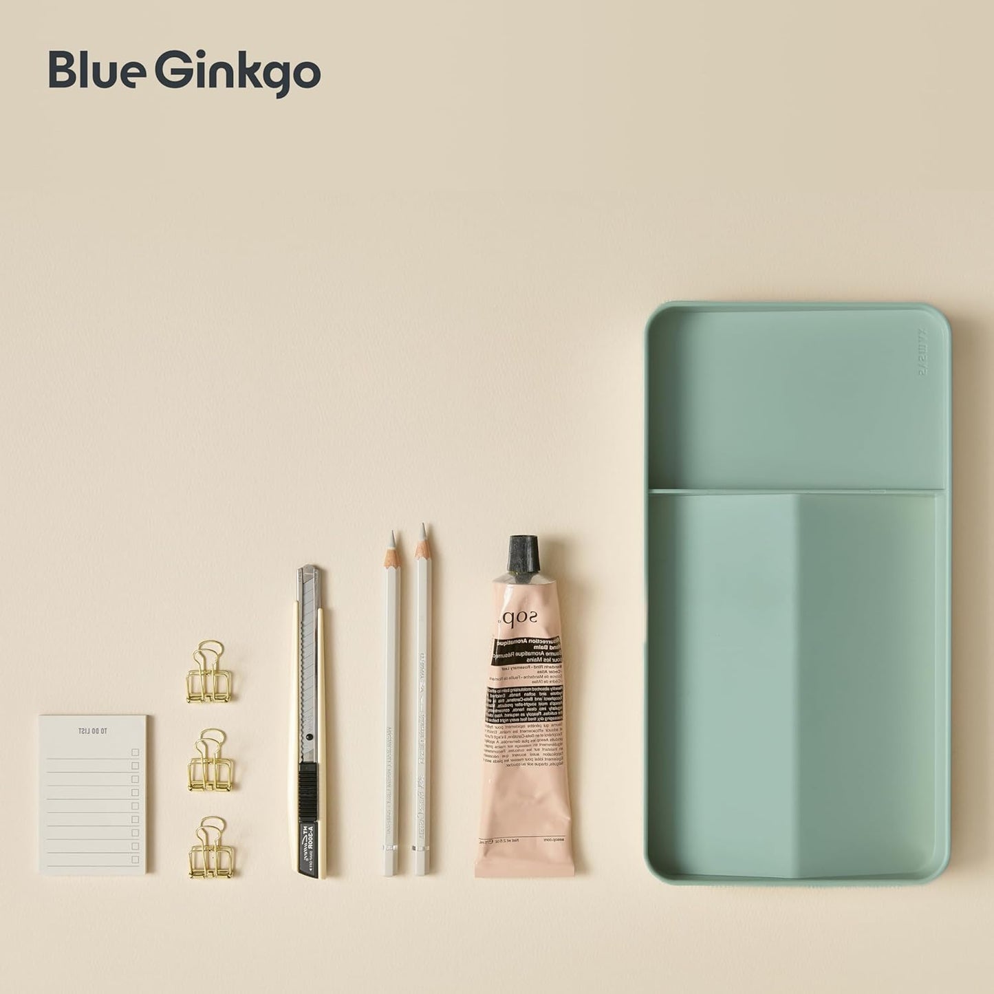 BLUE GINKGO Desk Holder – Korean-Made Office Organizer for Pencils, Pens, Notes, and Desk Supplies (White)
