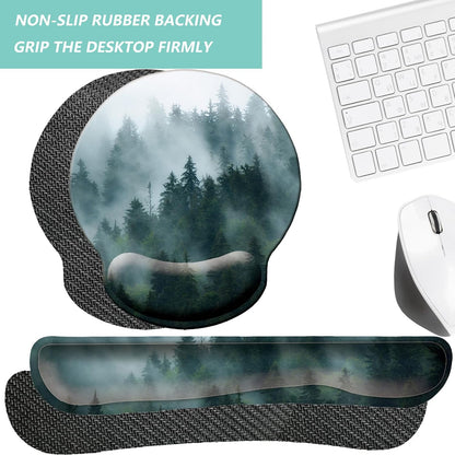 Keyboard Wrist Rest Pad Mouse Pad with Wrist Support Set of 3, Mousepad with Non-Slip Rubber Base, Ergonomic Memory Foam Mouse Wrist Cushion Support for Home Office Laptop Computer, Flower Black