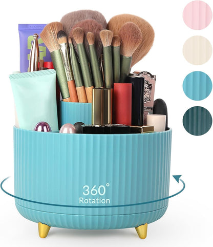 SKYDUE 360 Rotating Purple Pen & Art Supply Organizer - 5 Slot Desk Organizer for Office, School, Home