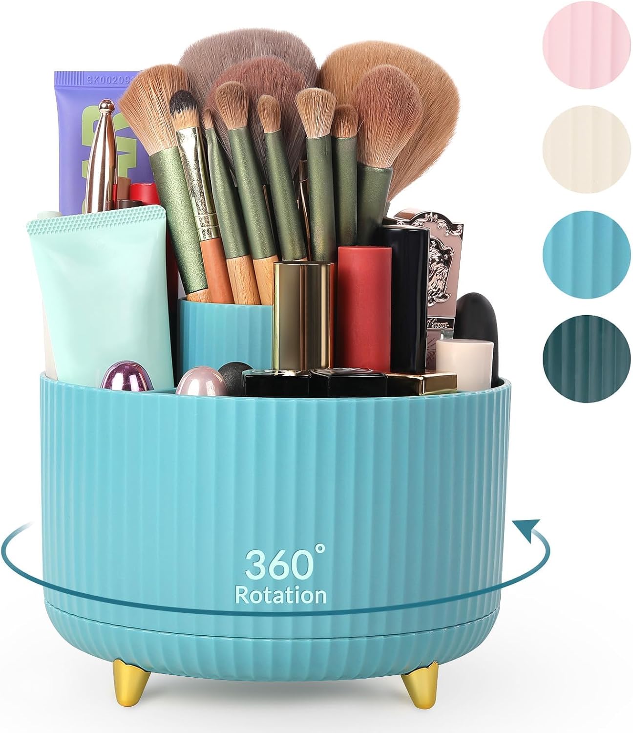 SKYDUE 360 Rotating Purple Pen & Art Supply Organizer - 5 Slot Desk Organizer for Office, School, Home