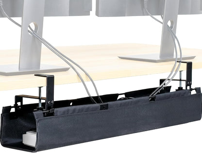 VIVO Clamp-on Under Desk 31 inch Fabric Cable Management Tray, Wire Concealer, Power Strip Storage, Workspace Organization, Easy Fold Down Access, Black, DESK-AC31F-C
