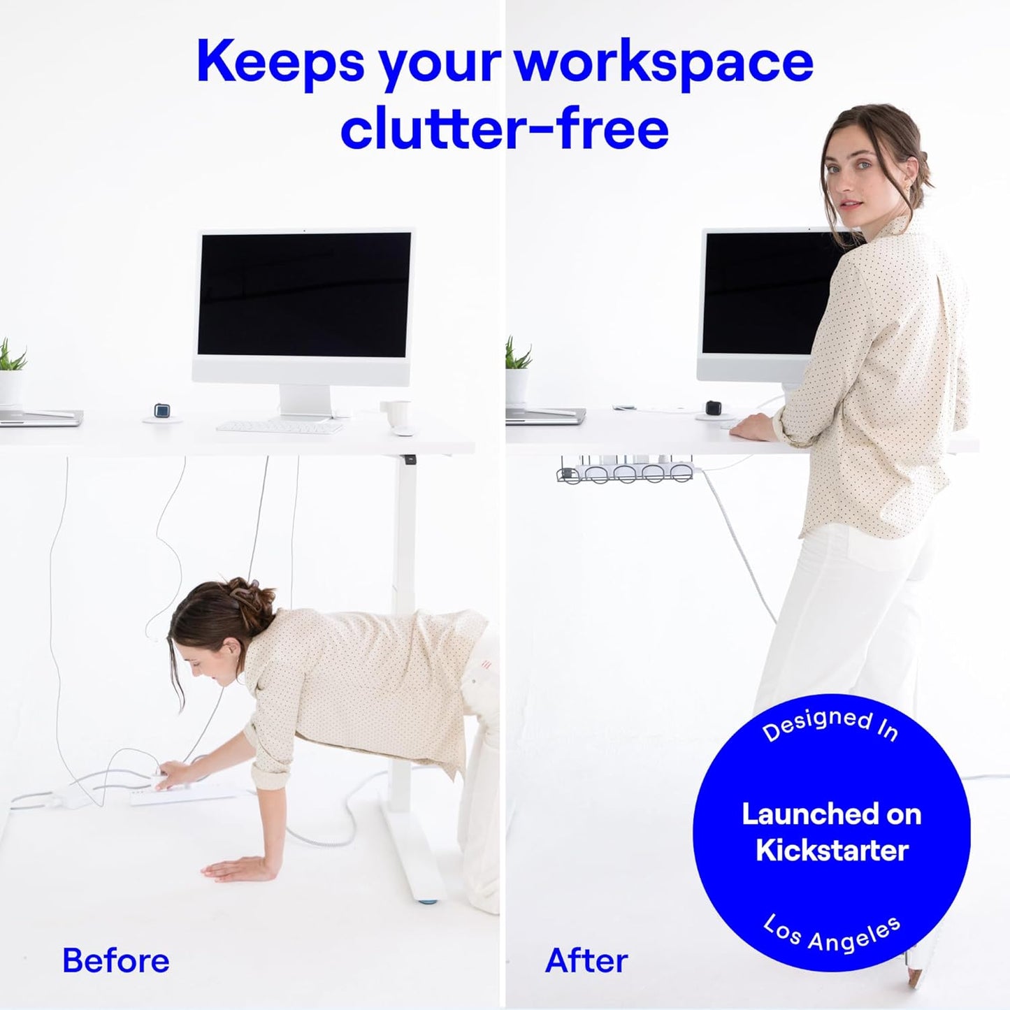 CarryUp Under Desk Cable Tray, No Drill Wire Management Clamp, Computer Cord Organizer, Cable Hider & Holder, Cord Keepers for Home Office Organization, Powder Coated Metal, Easy Install - Grey