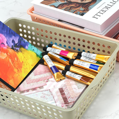 6-Pack Stackable Paper Trays with Handles, Modern Desktop Organizer for A4 Documents, Homework Turn-In Bins for Classroom & Office Use