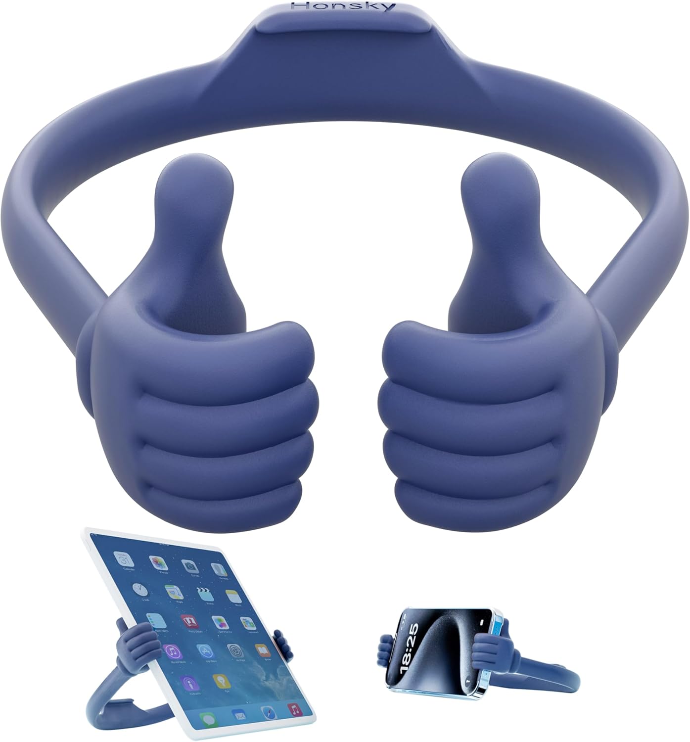Honsky Thumbs-up Cell Phone Stand Holder,Tablet Stand Cradle for Desk Desktop Smartphone Cellphone Mobile Phone,Tablets - Universal, Adjustable Flexible,Blue