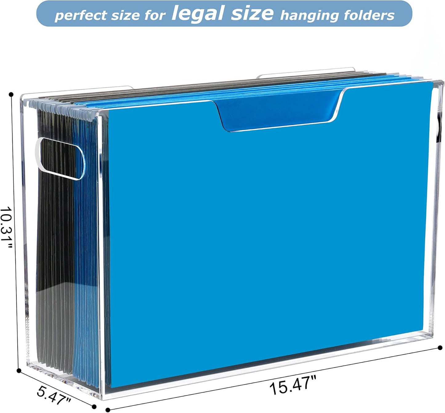 DINGHUO Acrylic File Folder Organizer, Hanging File Organizer Box, File Holder with Handles for Letter Size, Clear File Box Desktop Folder Storage for Office Home Work -1 Pack