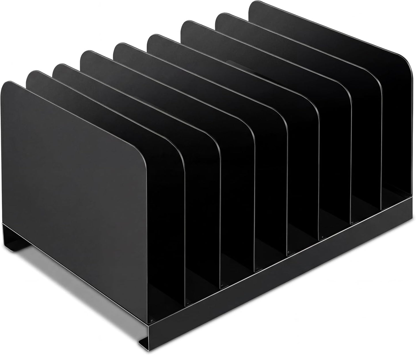 Suzile Metal Desktop File Organizer, 15 Compartments, Vertical File Sorter, Black, 5.79 W x 15.75 L x 5.41 H, Office, Reception Areas, Workspace