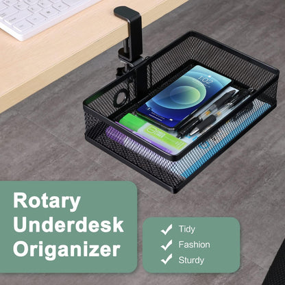 ROSYLINE Under Desk & Desktop Drawer Organizer - 2-Tier Metal Slide Out Drawers Organizer, Storage for Home Office Desk (Black)