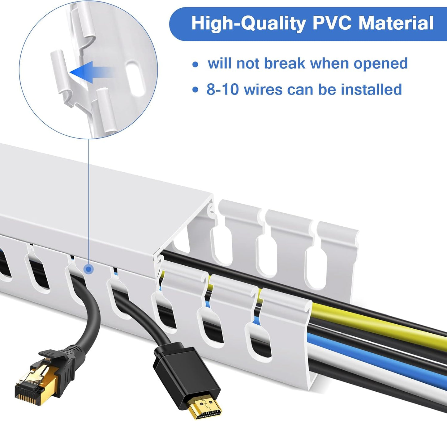 Open Slot Wire Duct Kit, 62.8"(4 x 15.7) Server Rack Cable Management, Cable Management Raceway for Hide Network HDMI VGA Cable, Wiring Raceway Cable Duct, Desk Wire Channel, 4 Pack, Grey