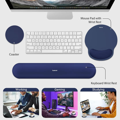 Sushret Mouse Pad and Keyboard Wrist Rest, 3-in-1 Gel Memory Foam Ergonomic Mouse Pad with Wrist Rest Set,Gaming Mousepad Arm Cushion Support for Computer Office Desk Accessories Cute Setup,Sage Green
