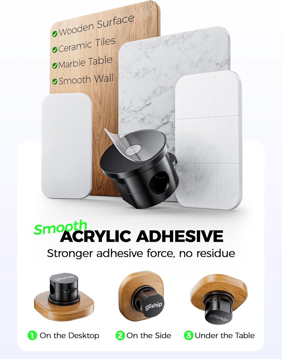 9 Pack Magnetic Cable Clips - gliship [Upgraded 360° Rotatable] Cord Organizer, Strong Magnetic Cord Holder, Adhesive Wire Keeper, Phone Cord Holder, Nightstand Wire Keeper Desk Decor, Tidy Helper