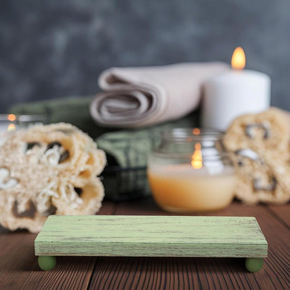 Amyhill Wood Pedestal Stand Kitchen Soap Tray Farmhouse Wooden Riser Stand for Kitchen Bathroom Counter Table Decor Plant Candle Vases Display(Classic,Black,9 x 6 Inch)