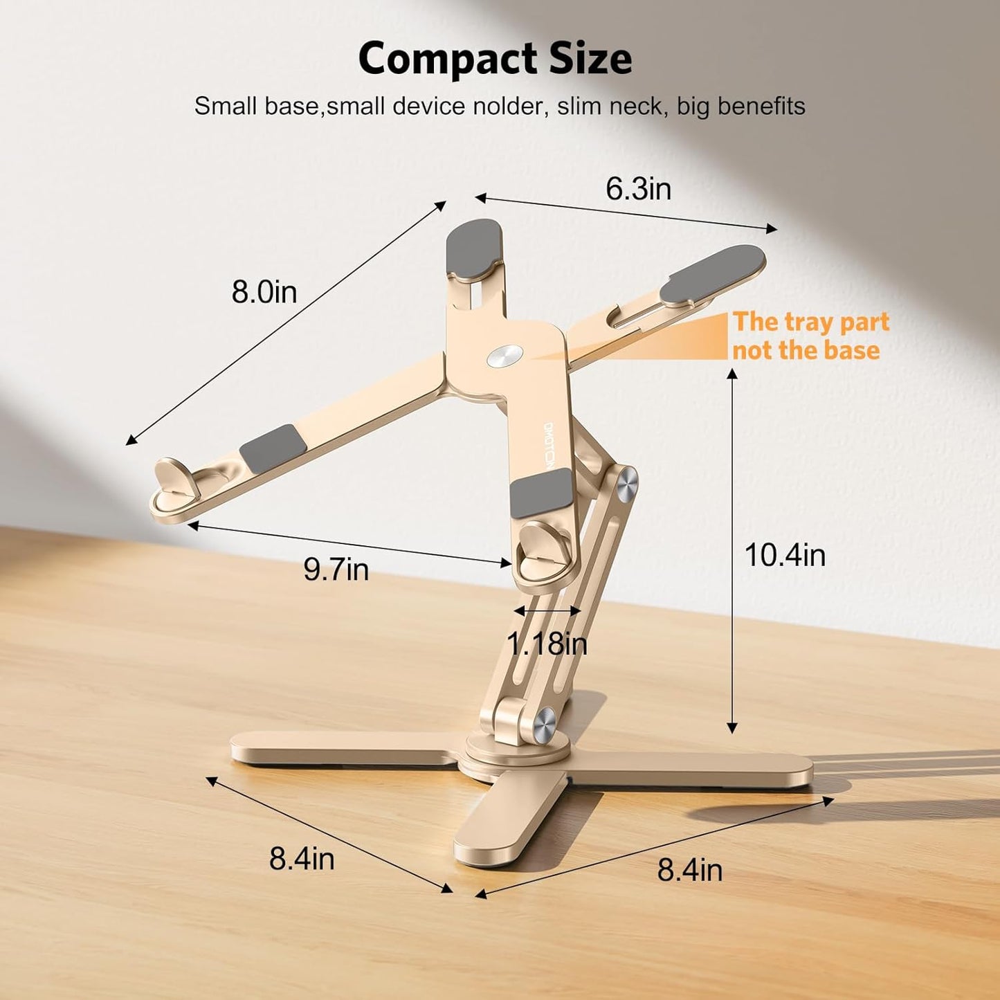 OMOTON LA10 360° Rotating Laptop Stand Riser for Desk, Ergonomic Foldable Computer Stand Adjustable Height Angles for Collaborative Work, Easy Storage Fit Macbooks,All Laptops up to 16 inches, Silver
