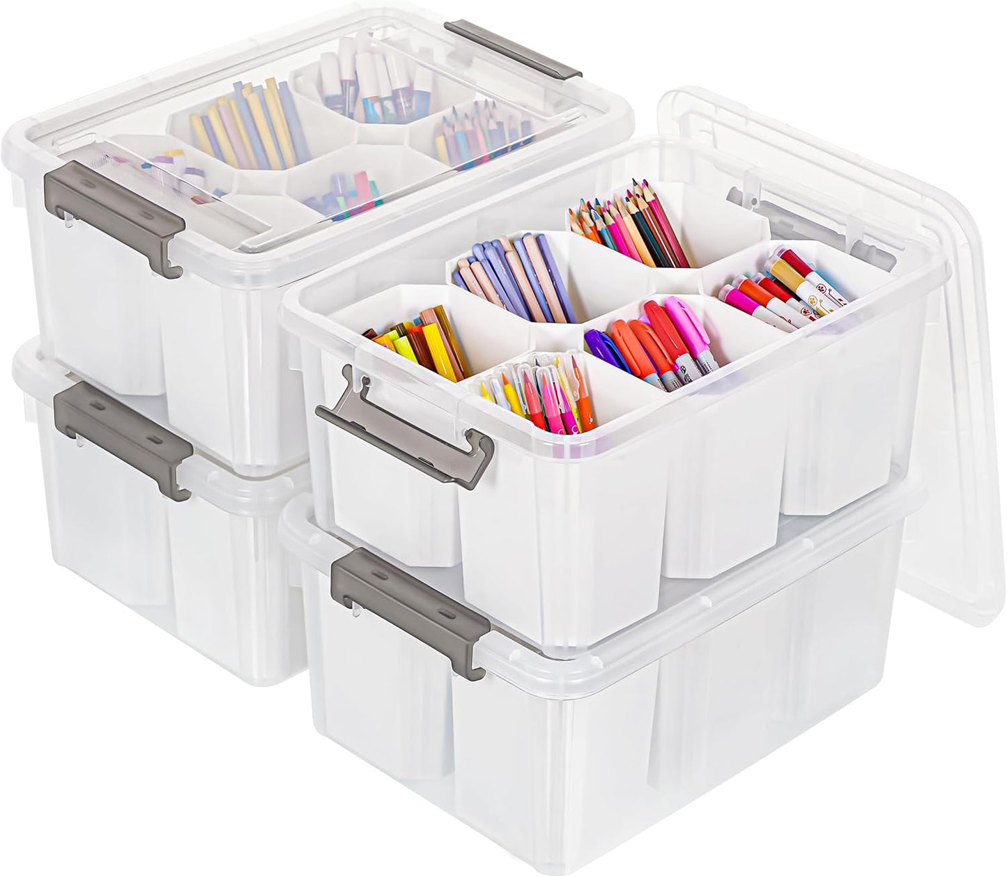 Citylife 17 QT Plastic Storage Bins Clear Storage Box with Lids Multipurpose Stackable Storage Containers for Organizing Tool, Craft, Crayon
