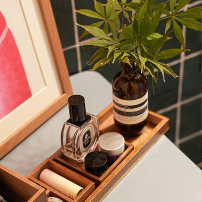 Bamboo Vanity Tray, 6-Piece Bathroom Countertop Vanity Tray Set, Makeup Kitchen Desk Organizer and Storage - Holds Small Items